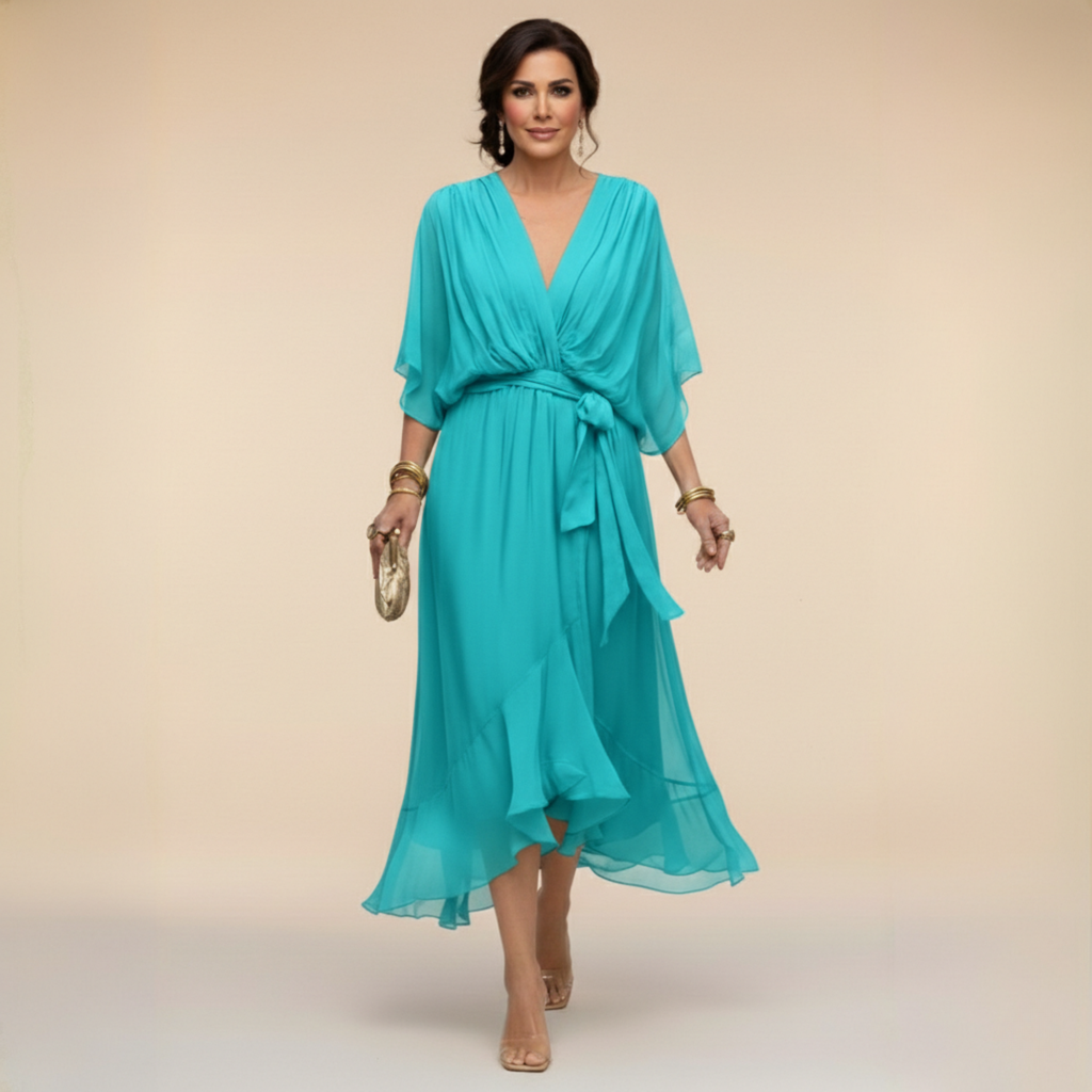 SIOBHÁN™ | Flowing V-Neck Silhouette Dress