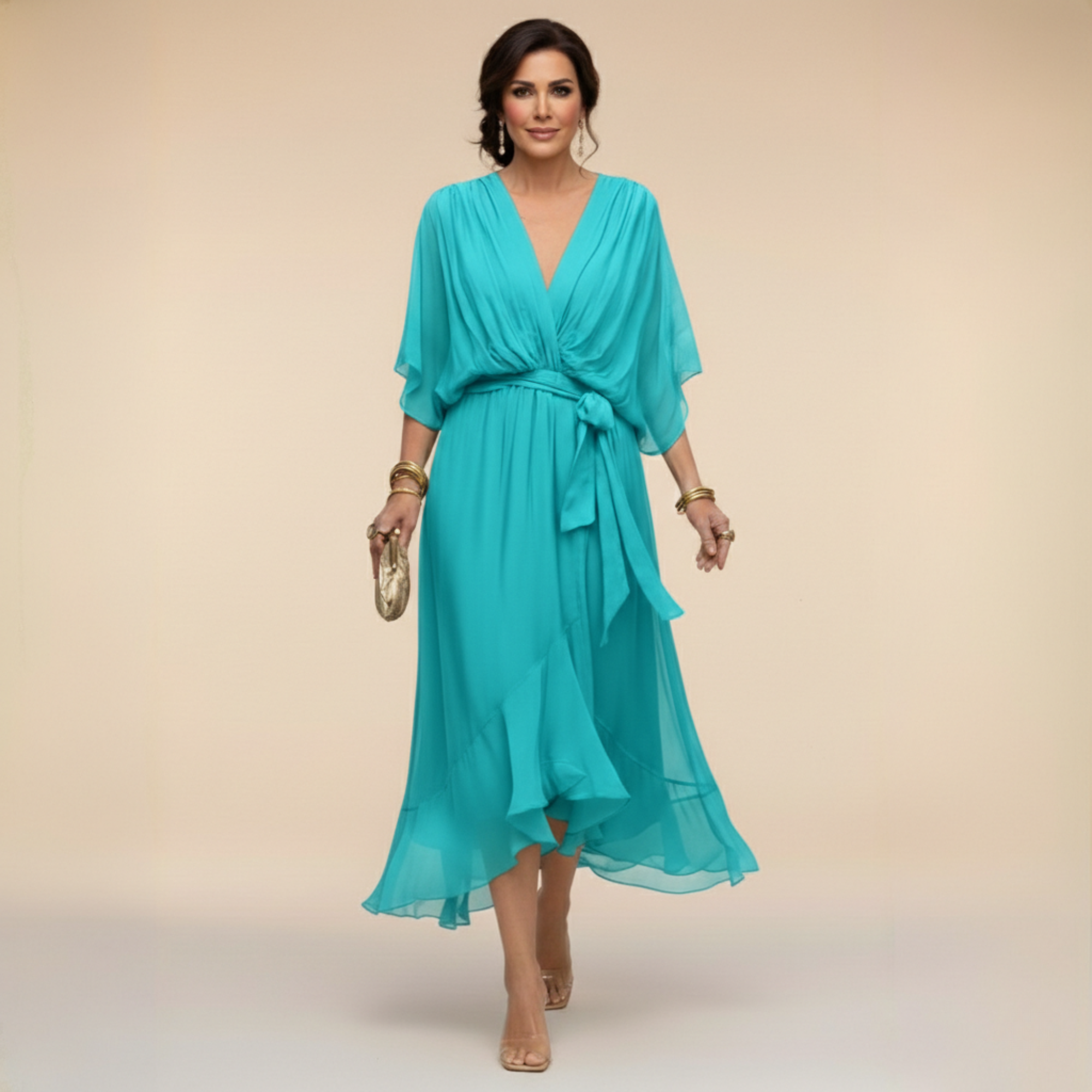 SIOBHÁN™ | Flowing V-Neck Silhouette Dress