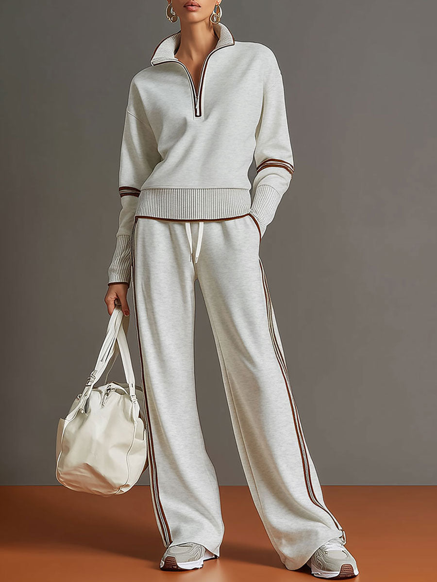 MARIETTA™ | Zip-Neck Lounge Set with Wide-Leg Trousers