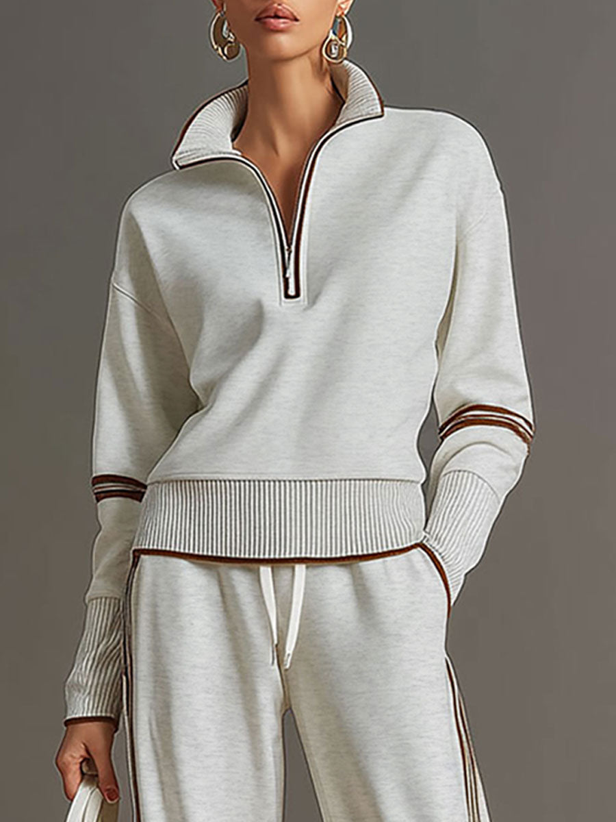 MARIETTA™ | Zip-Neck Lounge Set with Wide-Leg Trousers