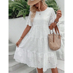 ELARA™ | broderie anglaise tiered midi dress