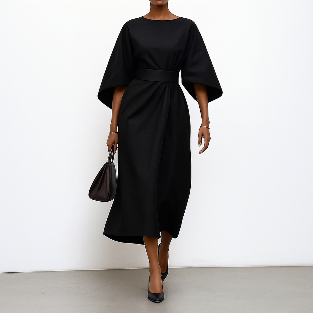 ELDRA™ | Satin Feel Batwing Sleeve Maxi Dress