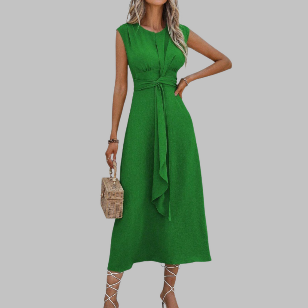 AMALIA™ | sleeveless tie-waist A-line midi dress