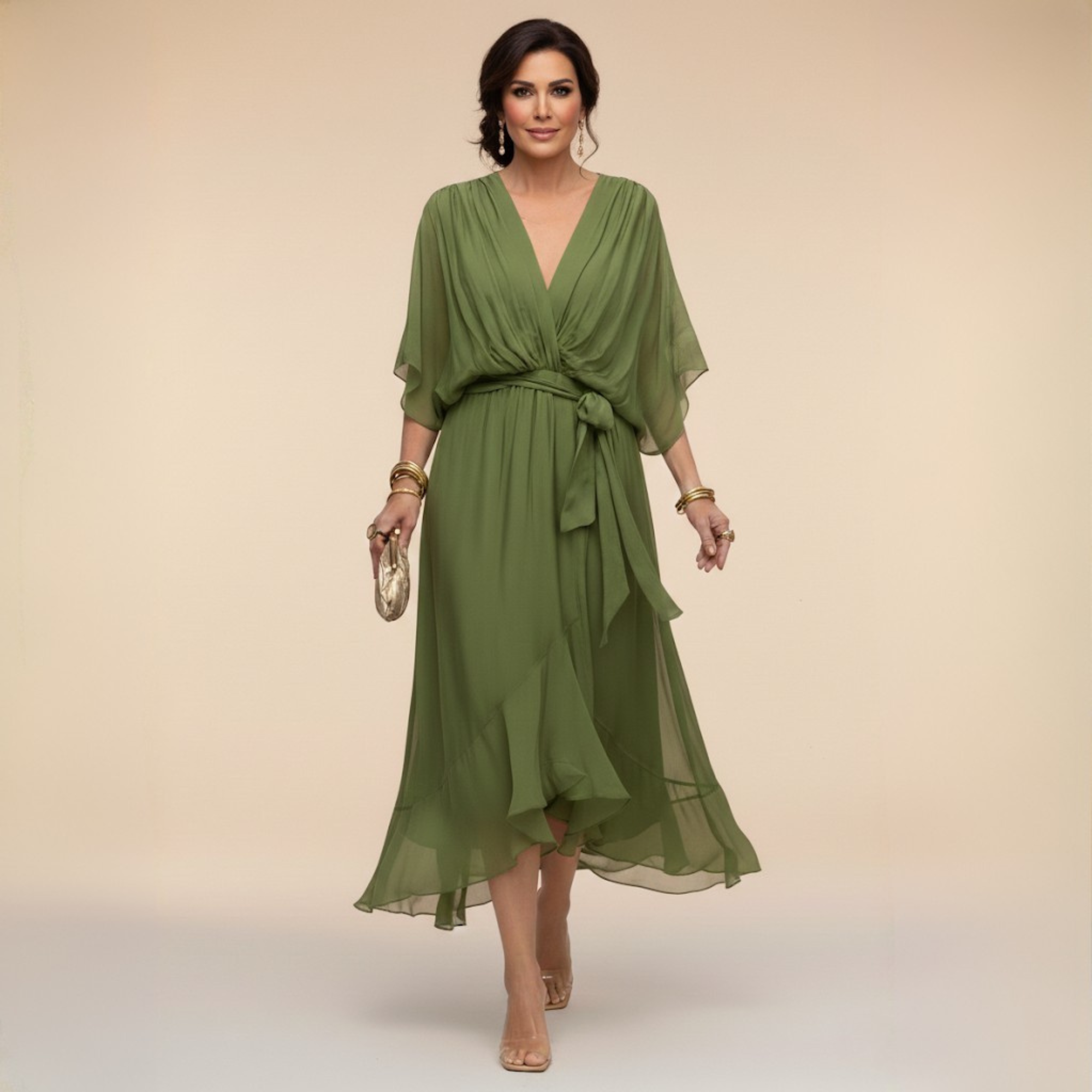 SIOBHÁN™ | Flowing V-Neck Silhouette Dress