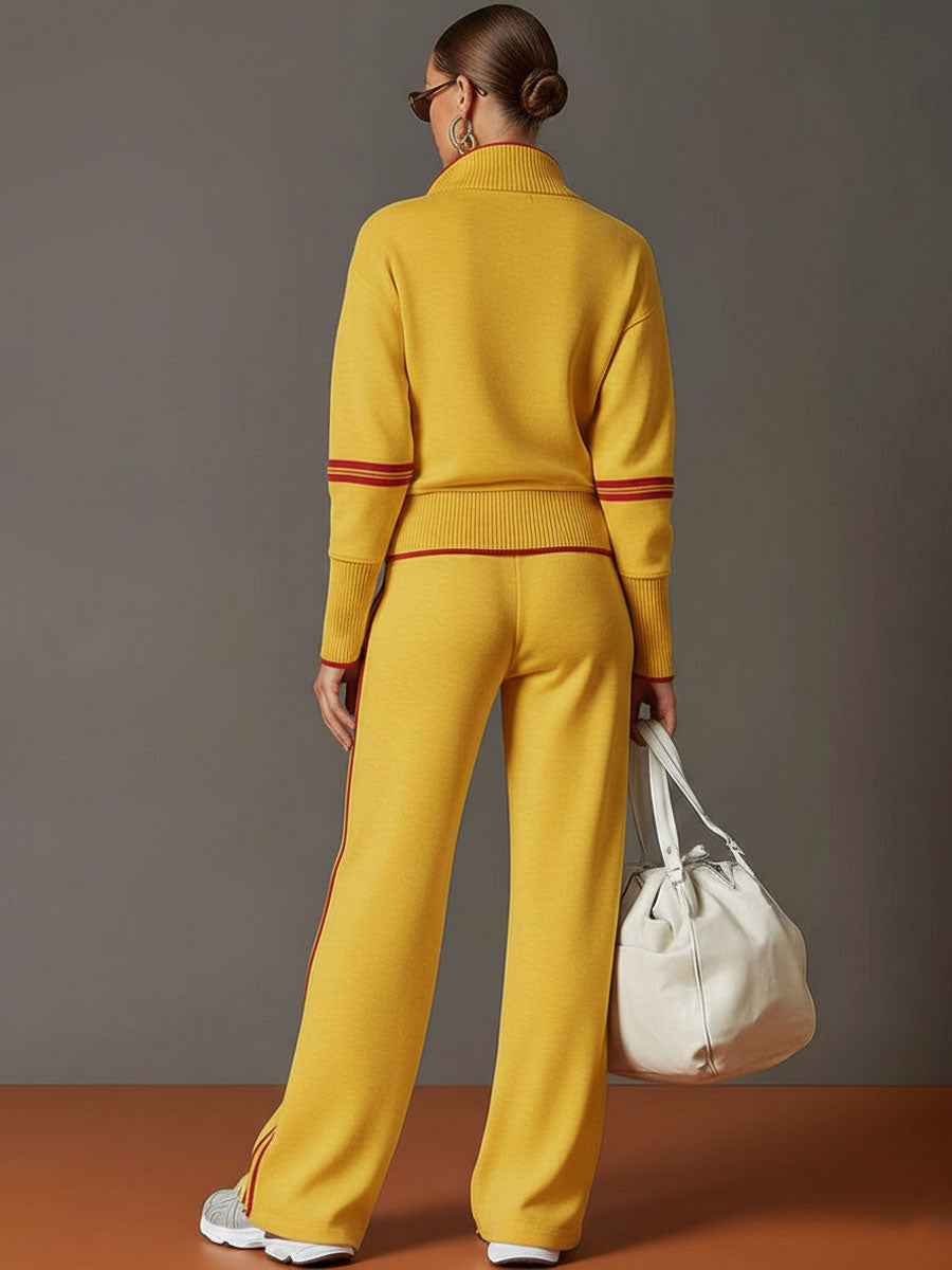 MARIETTA™ | Zip-Neck Lounge Set with Wide-Leg Trousers