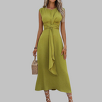 AMALIA™ | sleeveless tie-waist A-line midi dress