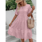ELARA™ | broderie anglaise tiered midi dress