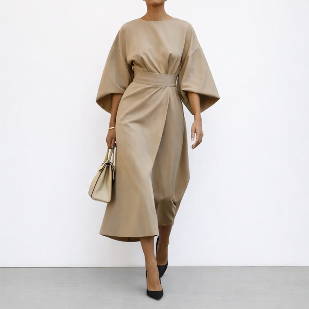ELDRA™ | Satin Feel Batwing Sleeve Maxi Dress