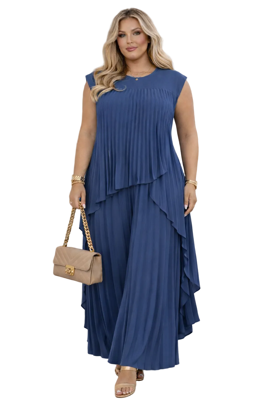 ELVINA™ | pleated flowy top and wide-leg trousers co-ord set