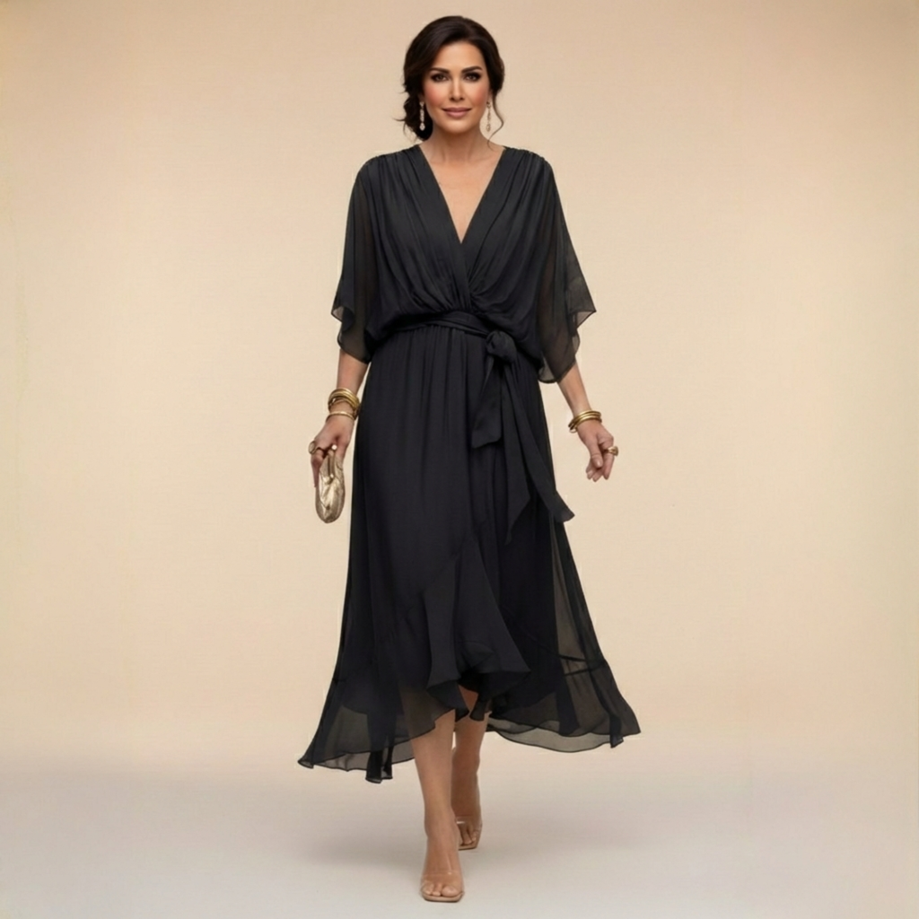 SIOBHÁN™ | Flowing V-Neck Silhouette Dress
