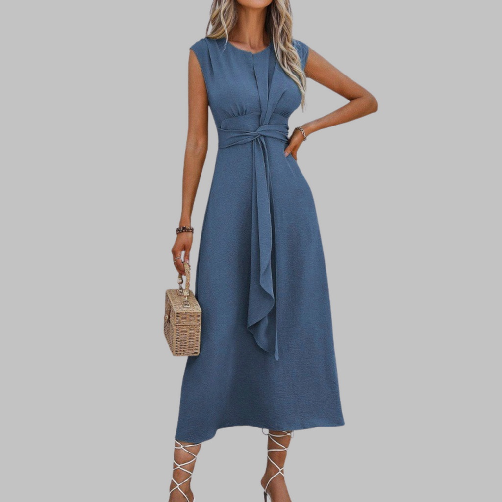 AMALIA™ | sleeveless tie-waist A-line midi dress