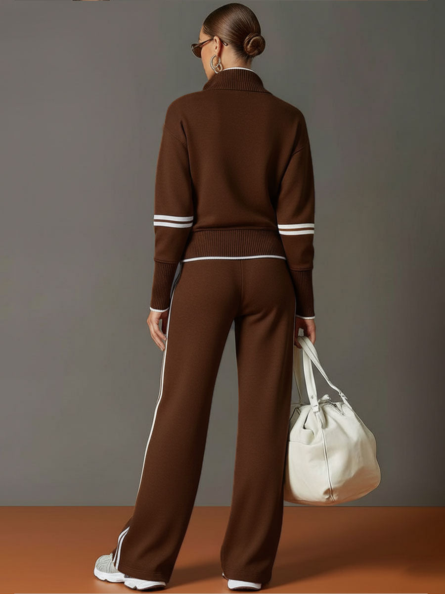 MARIETTA™ | Zip-Neck Lounge Set with Wide-Leg Trousers