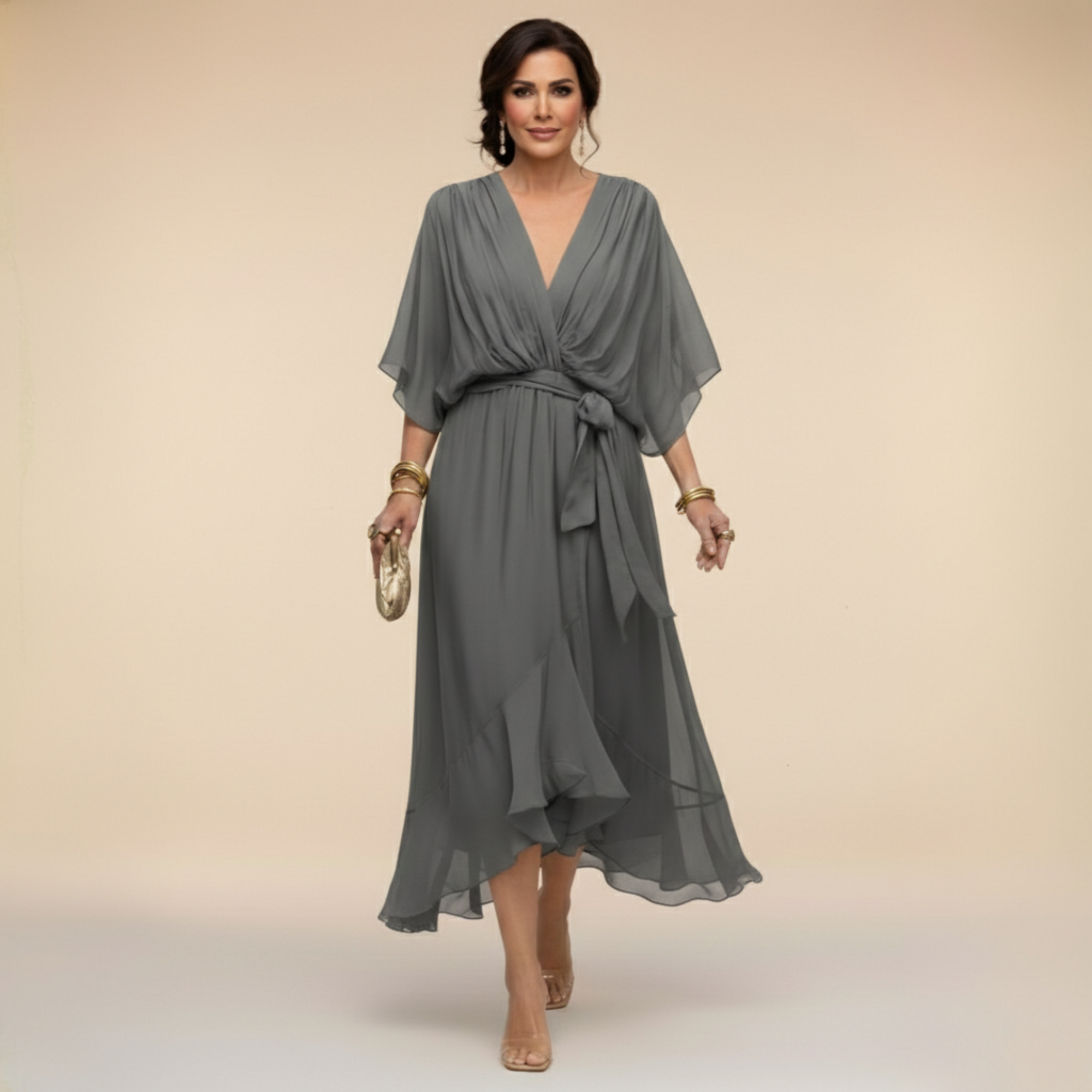 SIOBHÁN™ | Flowing V-Neck Silhouette Dress