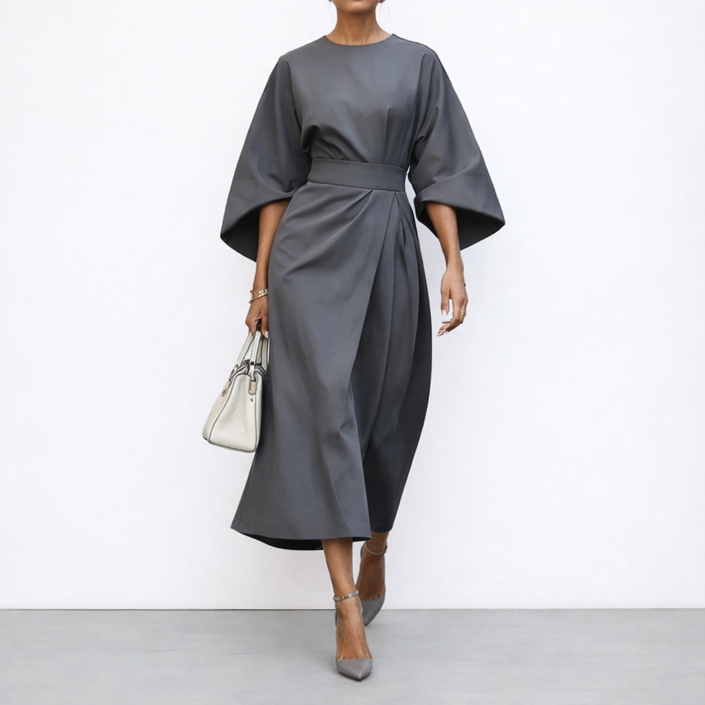 ELDRA™ | Satin Feel Batwing Sleeve Maxi Dress