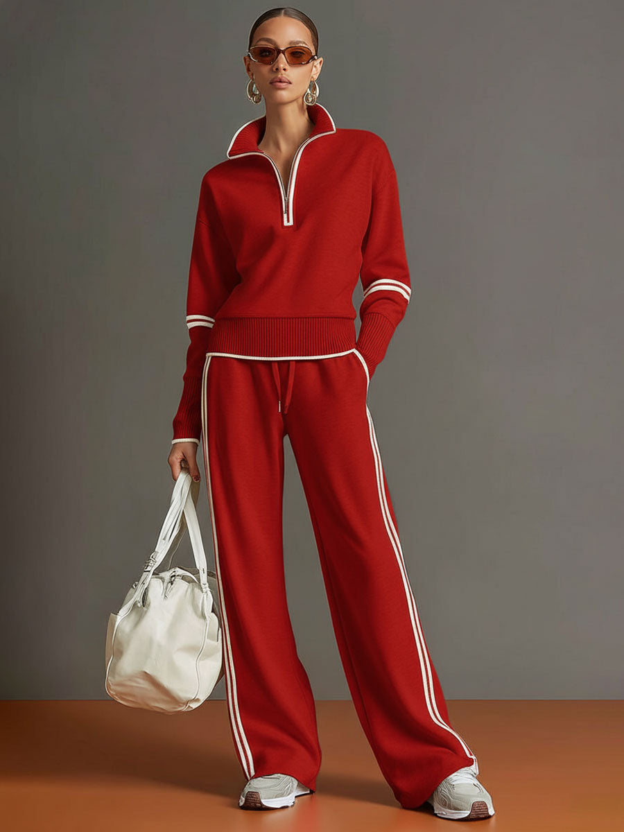 MARIETTA™ | Zip-Neck Lounge Set with Wide-Leg Trousers