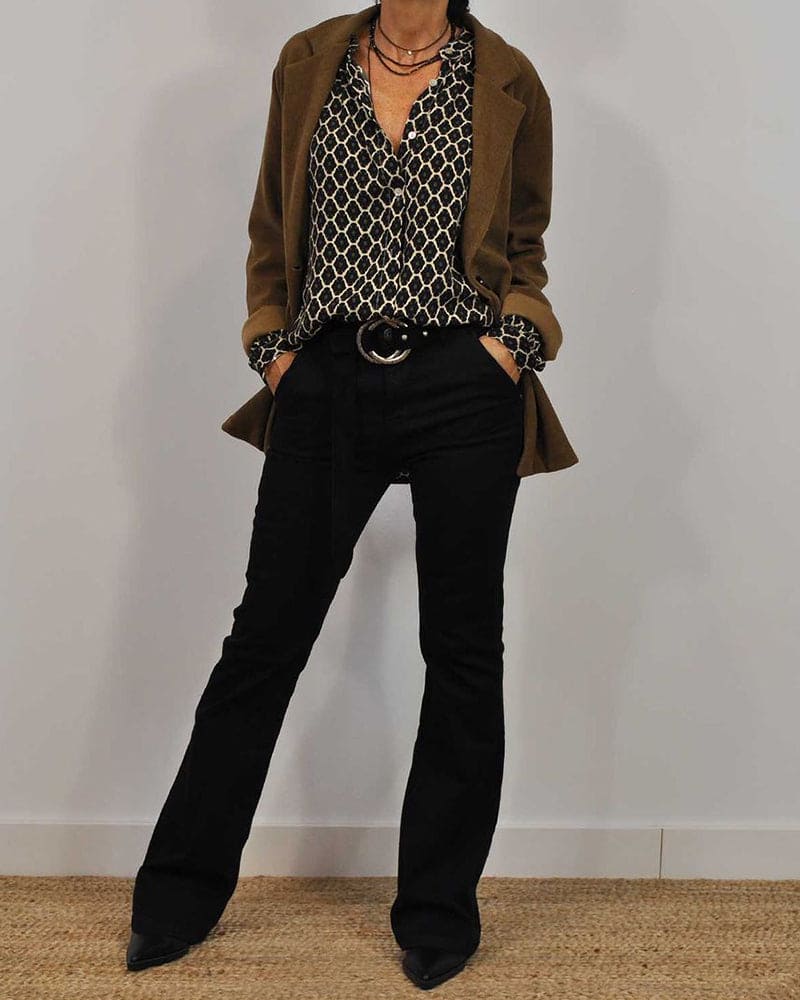 The Elvira Geometric V-Neck Blouse