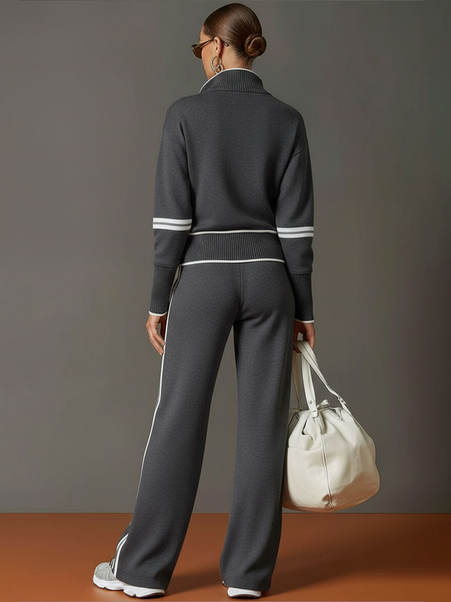 MARIETTA™ | Zip-Neck Lounge Set with Wide-Leg Trousers