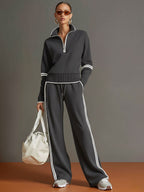 MARIETTA™ | Zip-Neck Lounge Set with Wide-Leg Trousers