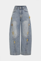SAOIRSE™ | embellished wide-leg denim jeans