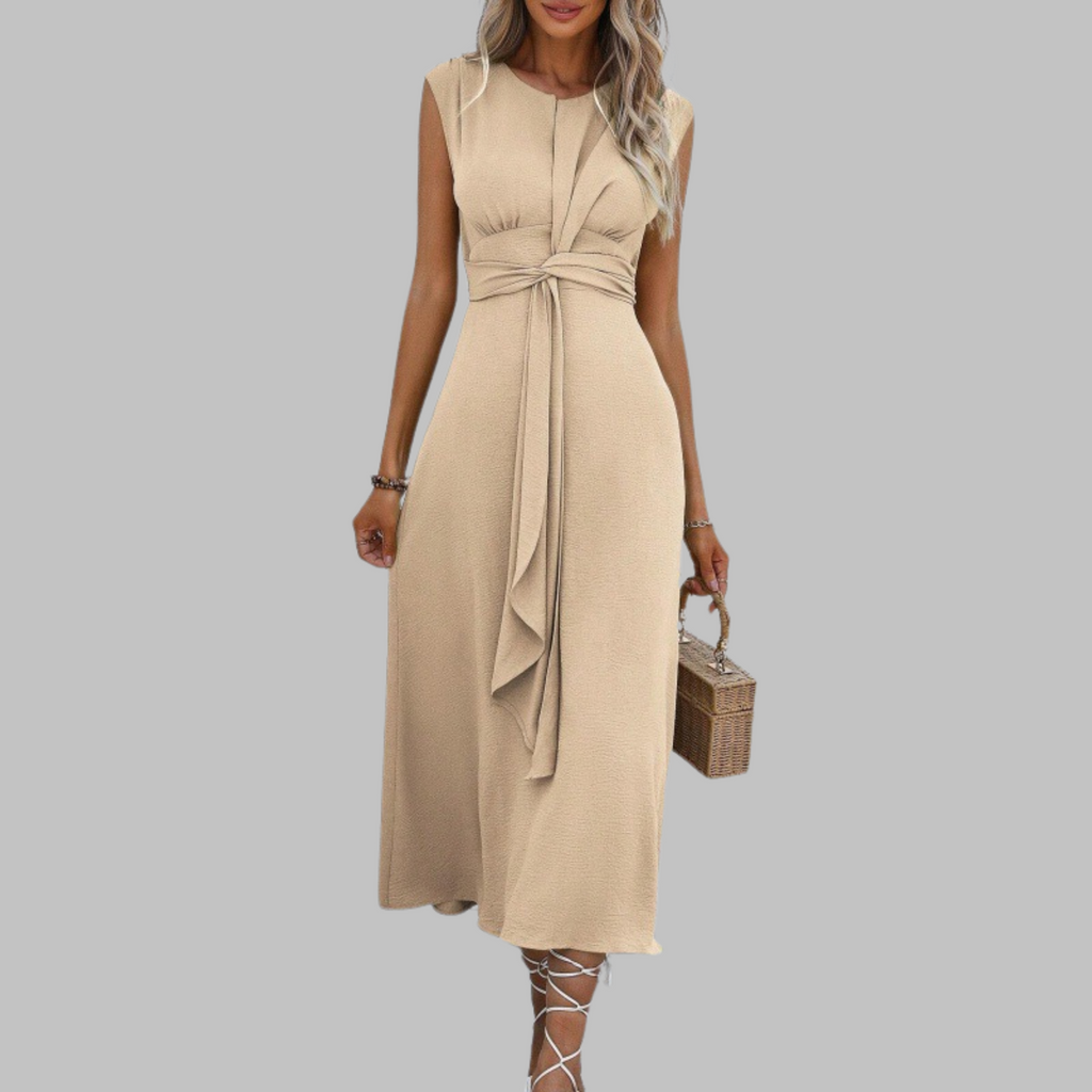 AMALIA™ | sleeveless tie-waist A-line midi dress
