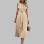 AMALIA™ | sleeveless tie-waist A-line midi dress