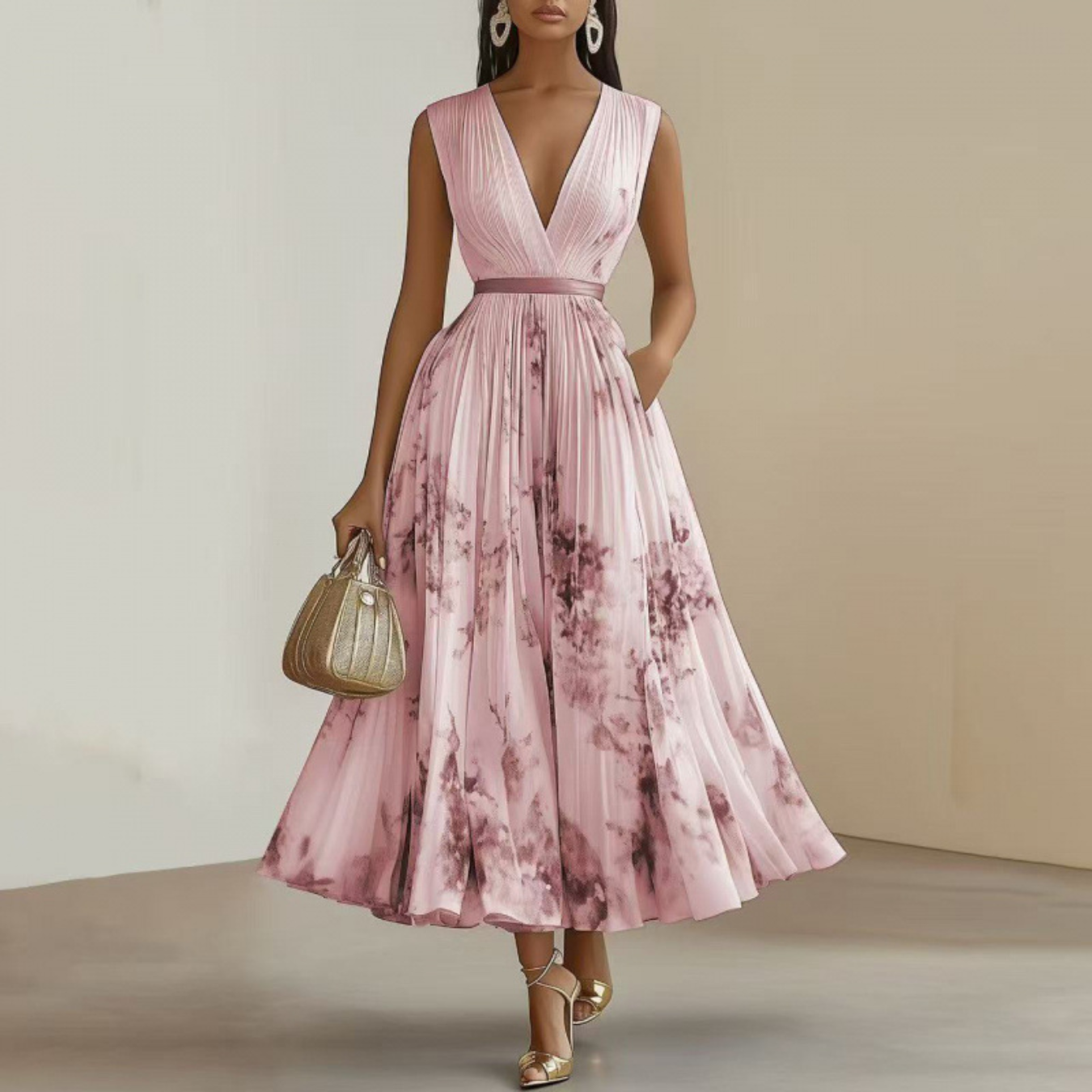 ROWELLA™ | Elegant Pleated Maxi Dress