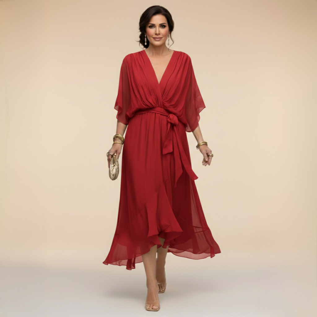 SIOBHÁN™ | Flowing V-Neck Silhouette Dress