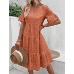 ELARA™ | broderie anglaise tiered midi dress