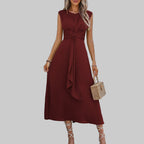 AMALIA™ | sleeveless tie-waist A-line midi dress