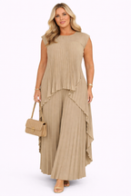 ELVINA™ | pleated flowy top and wide-leg trousers co-ord set
