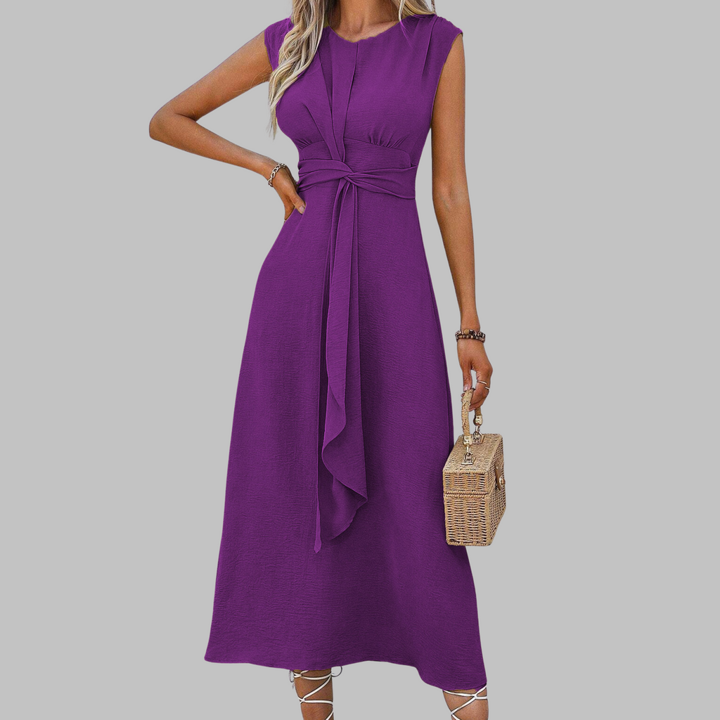 AMALIA™ | sleeveless tie-waist A-line midi dress