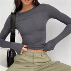 TATIANA™ | fitted long sleeve crew neck top