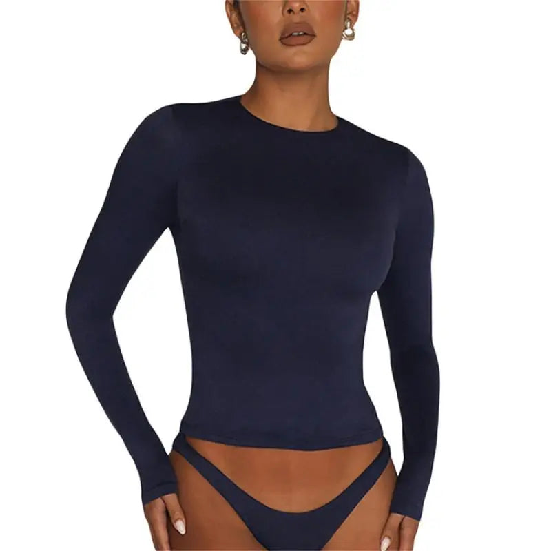 TATIANA™ | fitted long sleeve crew neck top