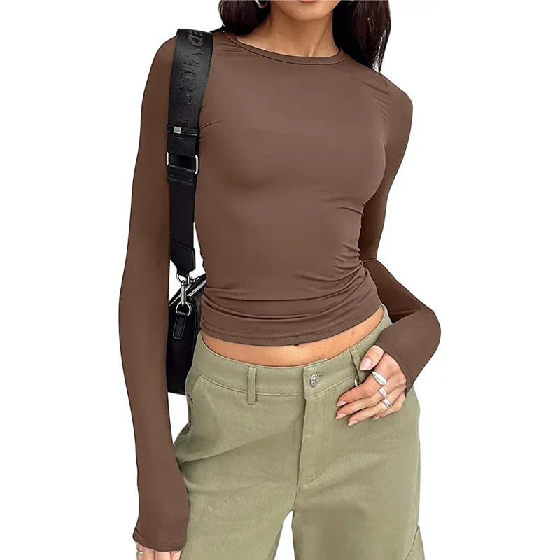 TATIANA™ | fitted long sleeve crew neck top