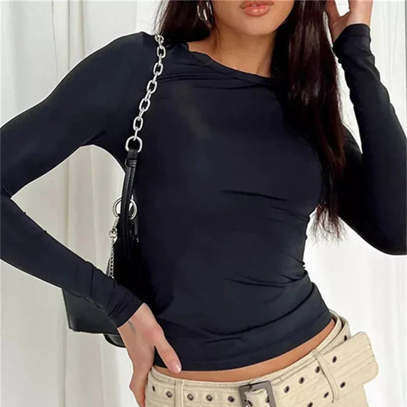 TATIANA™ | fitted long sleeve crew neck top