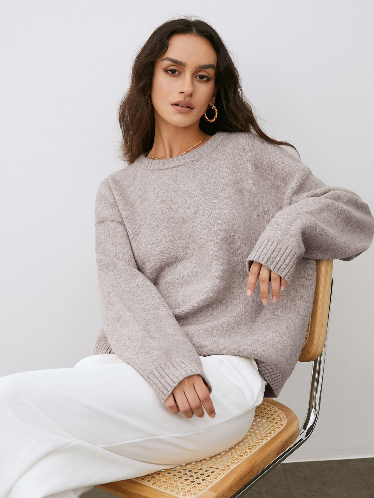 ALENA™ | relaxed fit crew neck knitted sweater