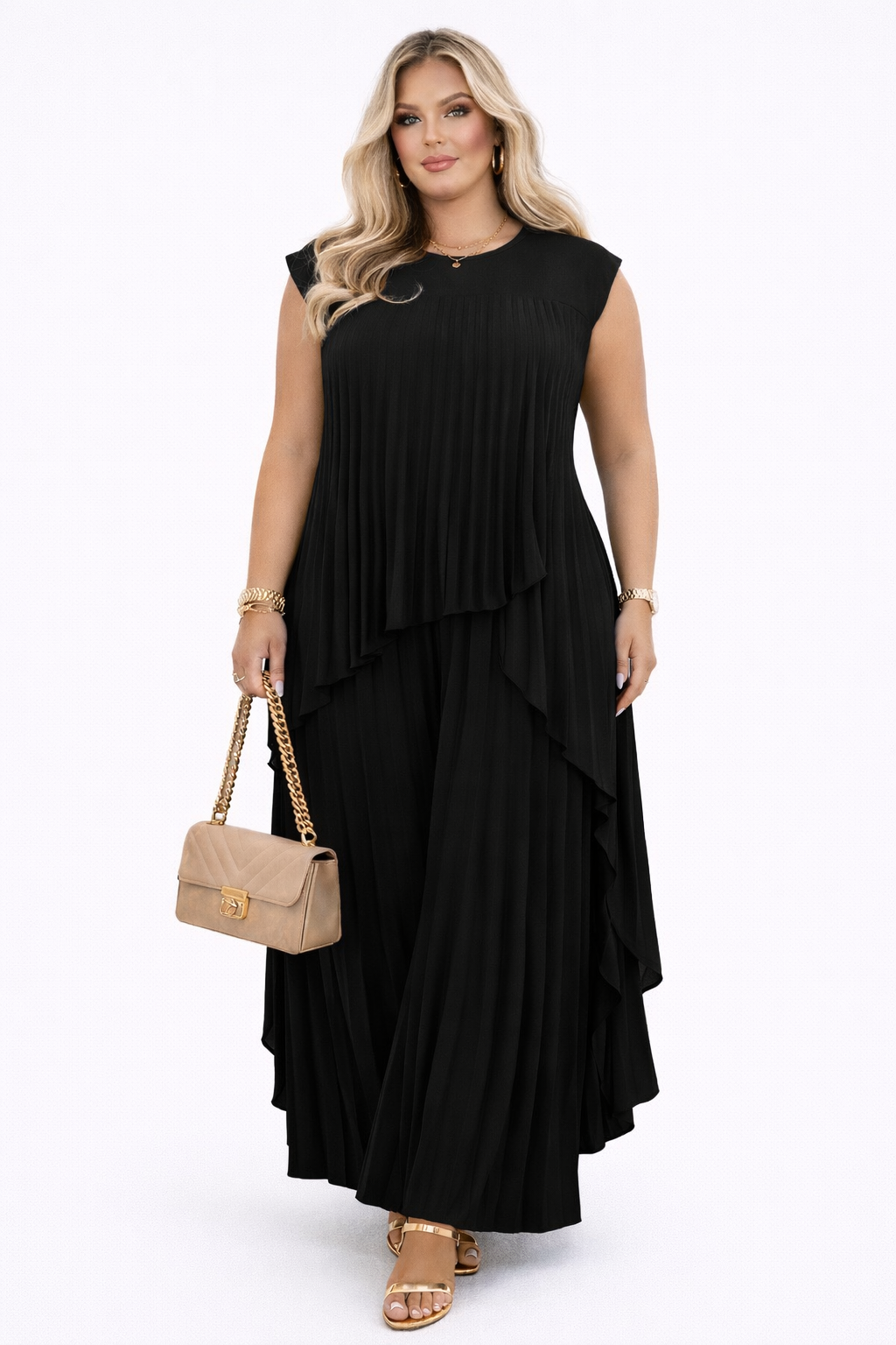 ELVINA™ | pleated flowy top and wide-leg trousers co-ord set