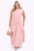 ELVINA™ | pleated flowy top and wide-leg trousers co-ord set