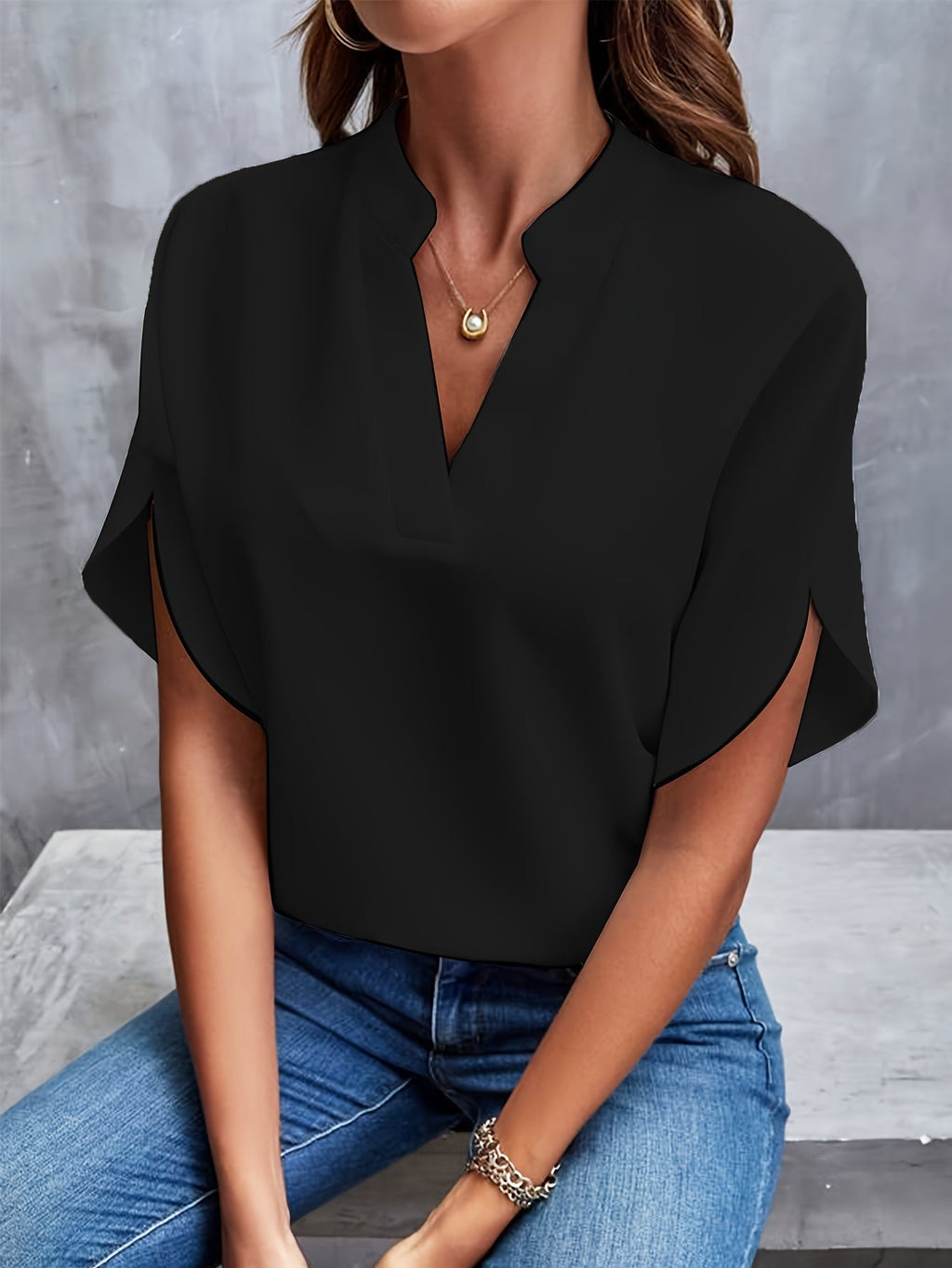 The Delaney Modern V-Neck Blouse