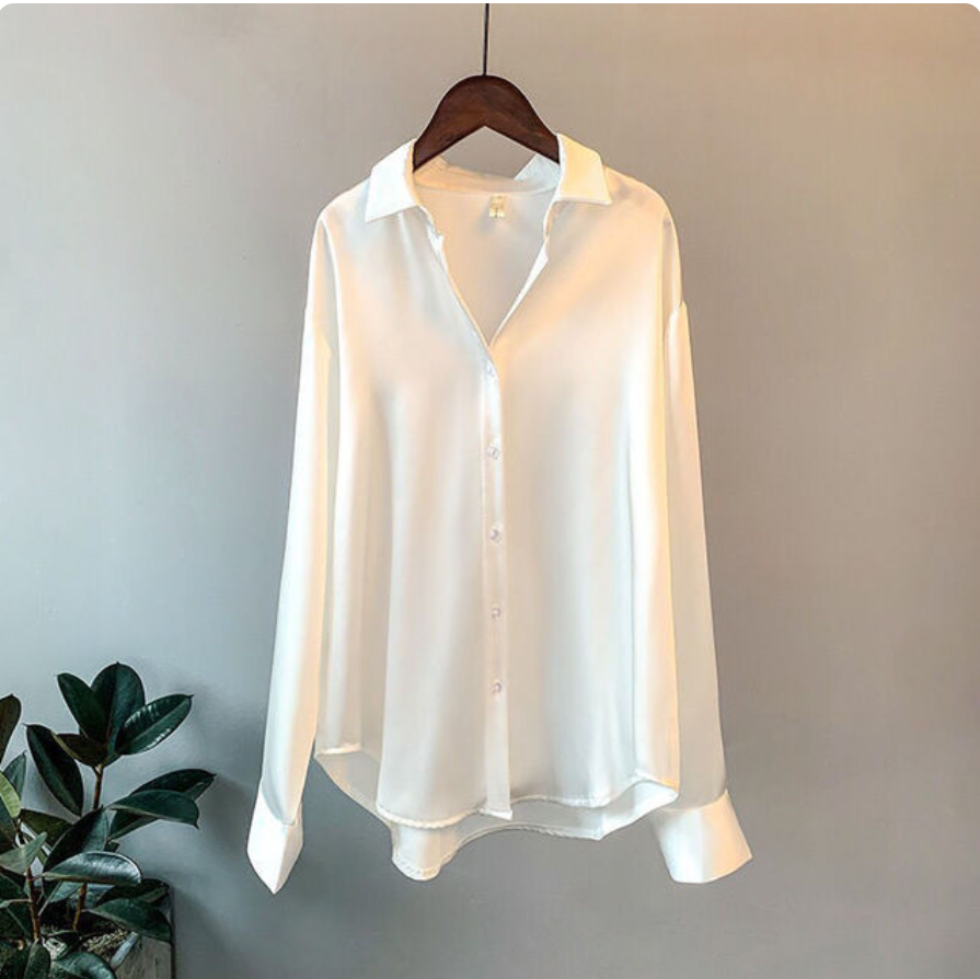 The Florence Silky Long-Sleeve Blouse