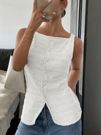 CAMILA™ | textured button-front sleeveless top