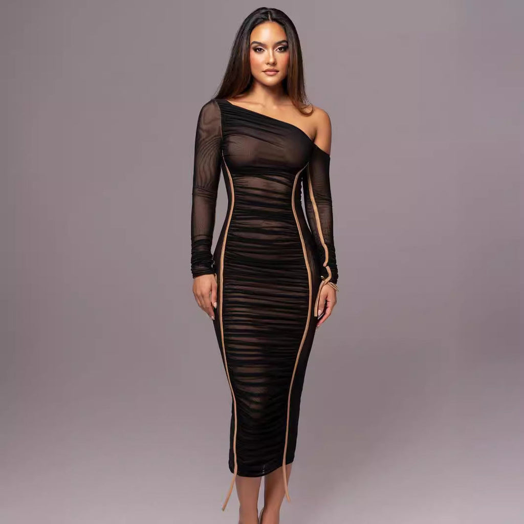 SABRINA™ | one-shoulder ruched bodycon maxi dress