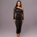 SABRINA™ | one-shoulder ruched bodycon maxi dress