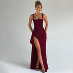 VALENCIA™ | square neck high-slit fitted maxi dress