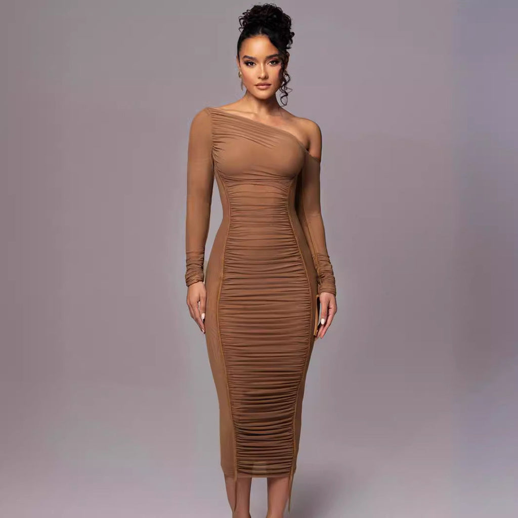 SABRINA™ | one-shoulder ruched bodycon maxi dress