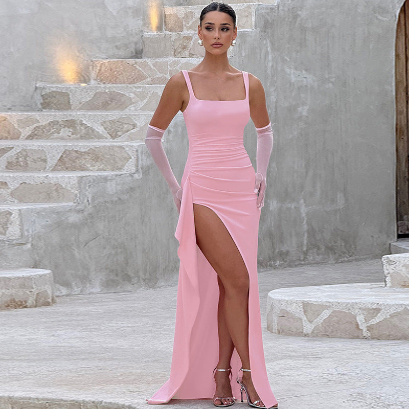 VALENCIA™ | square neck high-slit fitted maxi dress