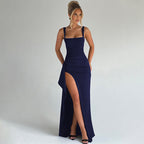 VALENCIA™ | square neck high-slit fitted maxi dress