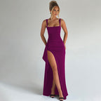 VALENCIA™ | square neck high-slit fitted maxi dress
