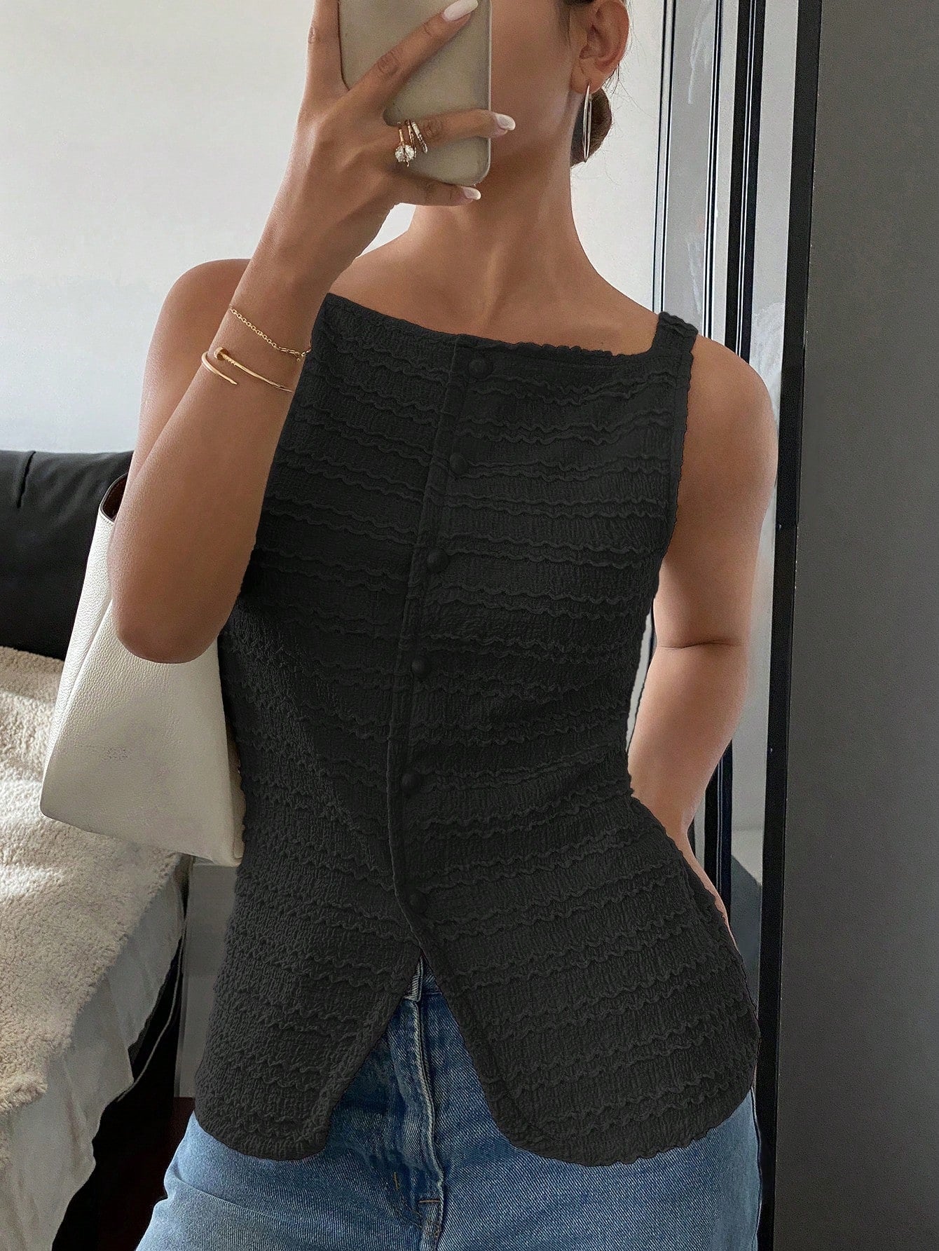 The Queenie Button-Front Sleeveless Vest