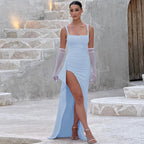 VALENCIA™ | square neck high-slit fitted maxi dress